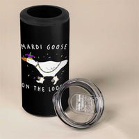 Mardi Goose On The Loose 4 in 1 Can Cooler Tumbler Funny Mardi Gras Carnival Parade