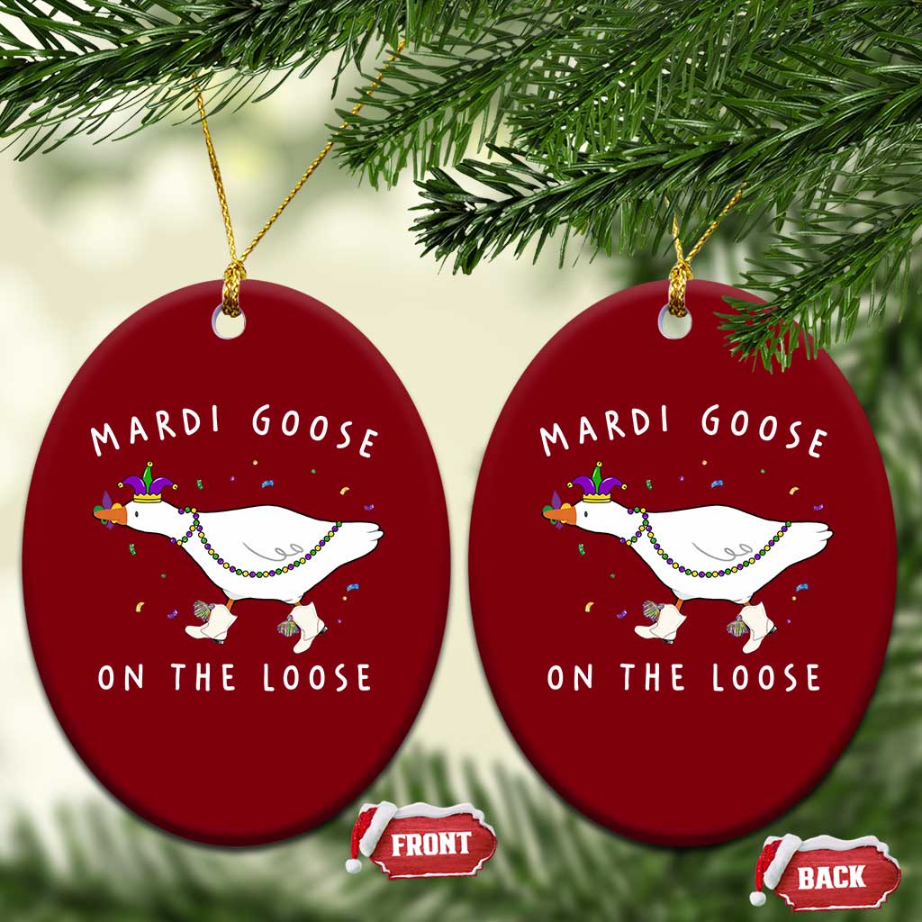 Mardi Goose On The Loose Ceramic Ornament Funny Mardi Gras Carnival Parade