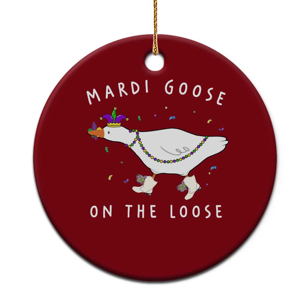 Mardi Goose On The Loose Ceramic Ornament Funny Mardi Gras Carnival Parade