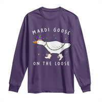 Mardi Goose On The Loose Long Sleeve Shirt Funny Mardi Gras Carnival Parade