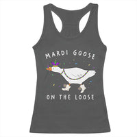 Mardi Goose On The Loose Racerback Tank Top Funny Mardi Gras Carnival Parade