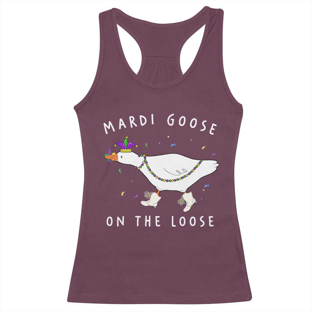 Mardi Goose On The Loose Racerback Tank Top Funny Mardi Gras Carnival Parade