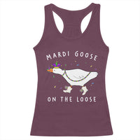 Mardi Goose On The Loose Racerback Tank Top Funny Mardi Gras Carnival Parade