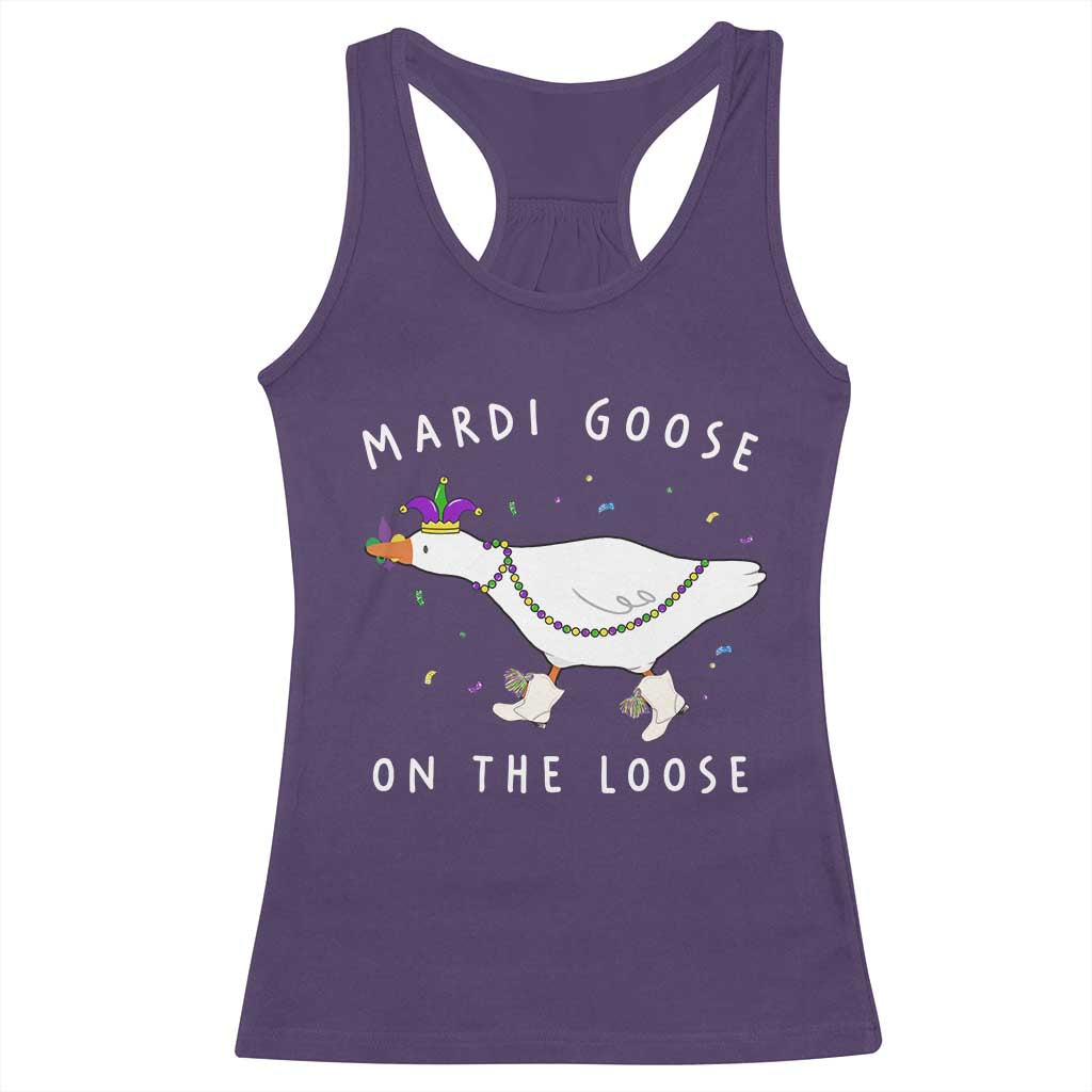 Mardi Goose On The Loose Racerback Tank Top Funny Mardi Gras Carnival Parade