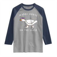 Mardi Goose On The Loose Raglan Shirt Funny Mardi Gras Carnival Parade