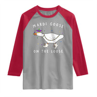 Mardi Goose On The Loose Raglan Shirt Funny Mardi Gras Carnival Parade