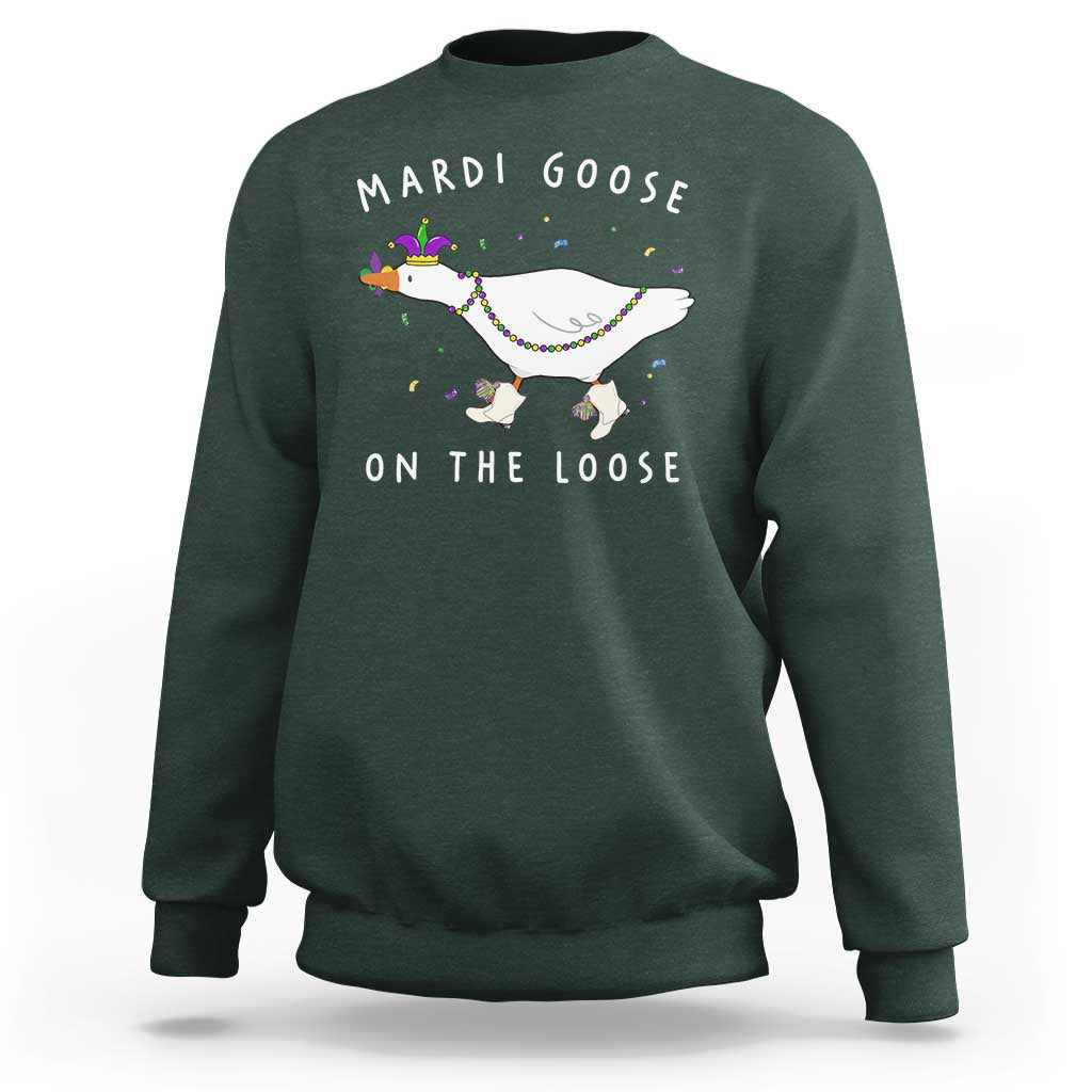 Mardi Goose On The Loose Sweatshirt Funny Mardi Gras Carnival Parade