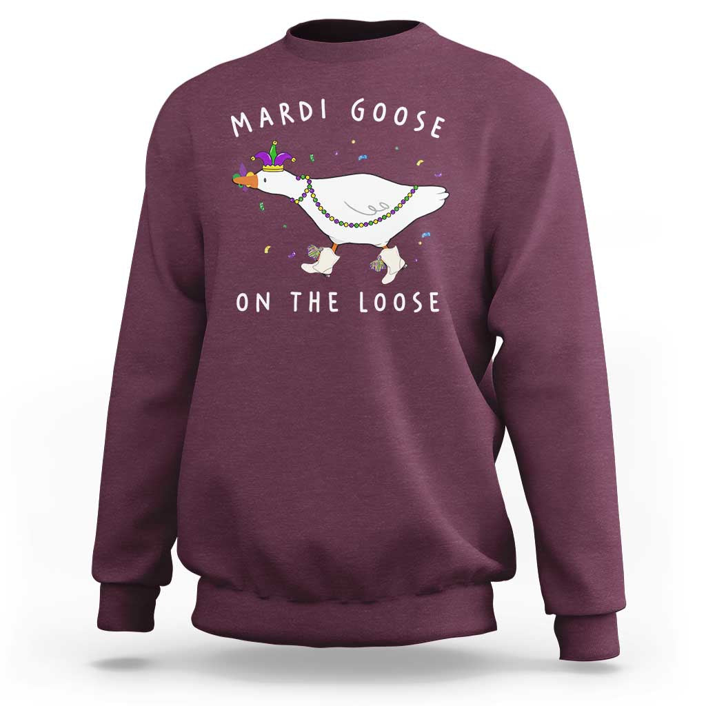 Mardi Goose On The Loose Sweatshirt Funny Mardi Gras Carnival Parade