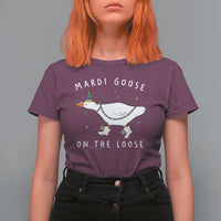 Mardi Goose On The Loose T Shirt For Women Funny Mardi Gras Carnival Parade