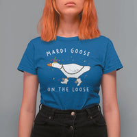 Mardi Goose On The Loose T Shirt For Women Funny Mardi Gras Carnival Parade
