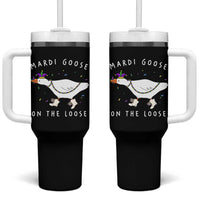 Mardi Goose On The Loose Tumbler With Handle Funny Mardi Gras Carnival Parade