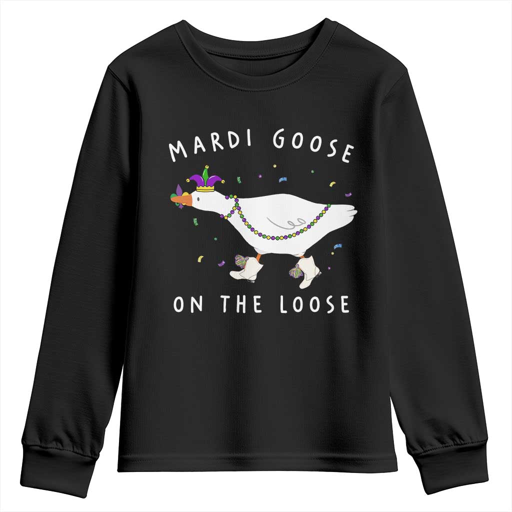Mardi Goose On The Loose Youth Sweatshirt Funny Mardi Gras Carnival Parade