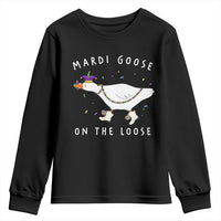 Mardi Goose On The Loose Youth Sweatshirt Funny Mardi Gras Carnival Parade
