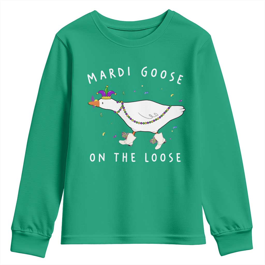 Mardi Goose On The Loose Youth Sweatshirt Funny Mardi Gras Carnival Parade