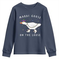 Mardi Goose On The Loose Youth Sweatshirt Funny Mardi Gras Carnival Parade