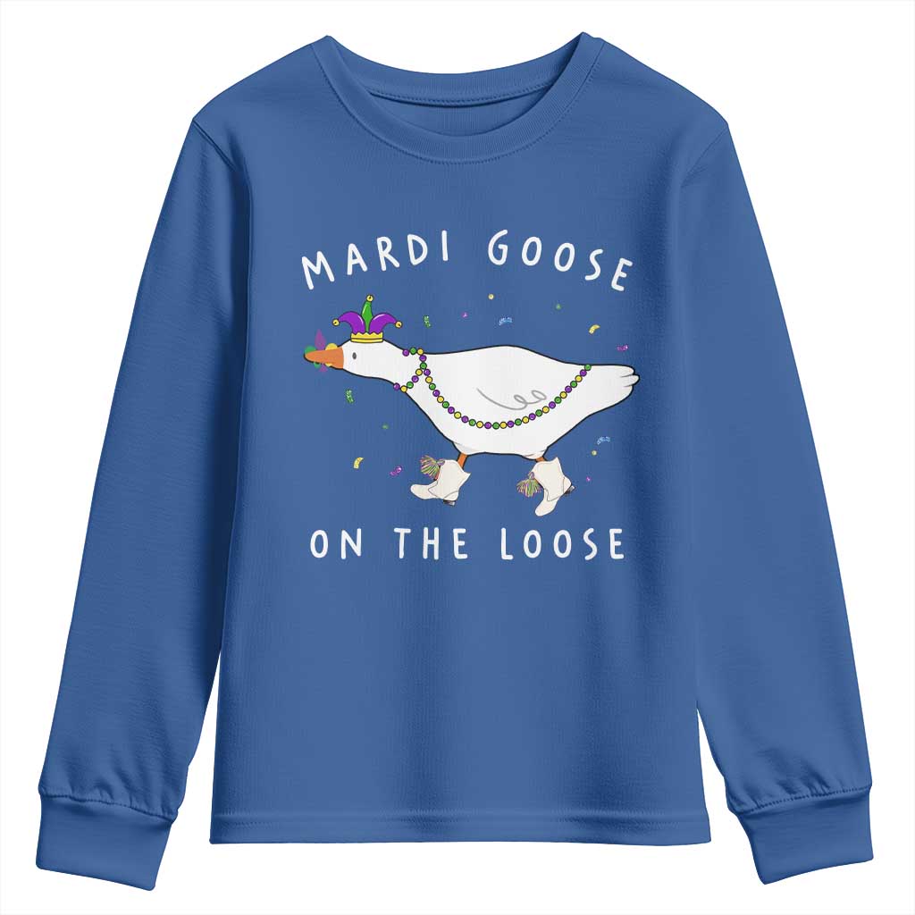 Mardi Goose On The Loose Youth Sweatshirt Funny Mardi Gras Carnival Parade