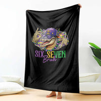 Funny Mardi Gras Six Seven Bruh Throw Blanket 67 Meme Mardigator Alligator