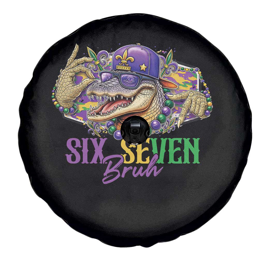 Funny Mardi Gras Six Seven Bruh Spare Tire Cover 67 Meme Mardigator Alligator
