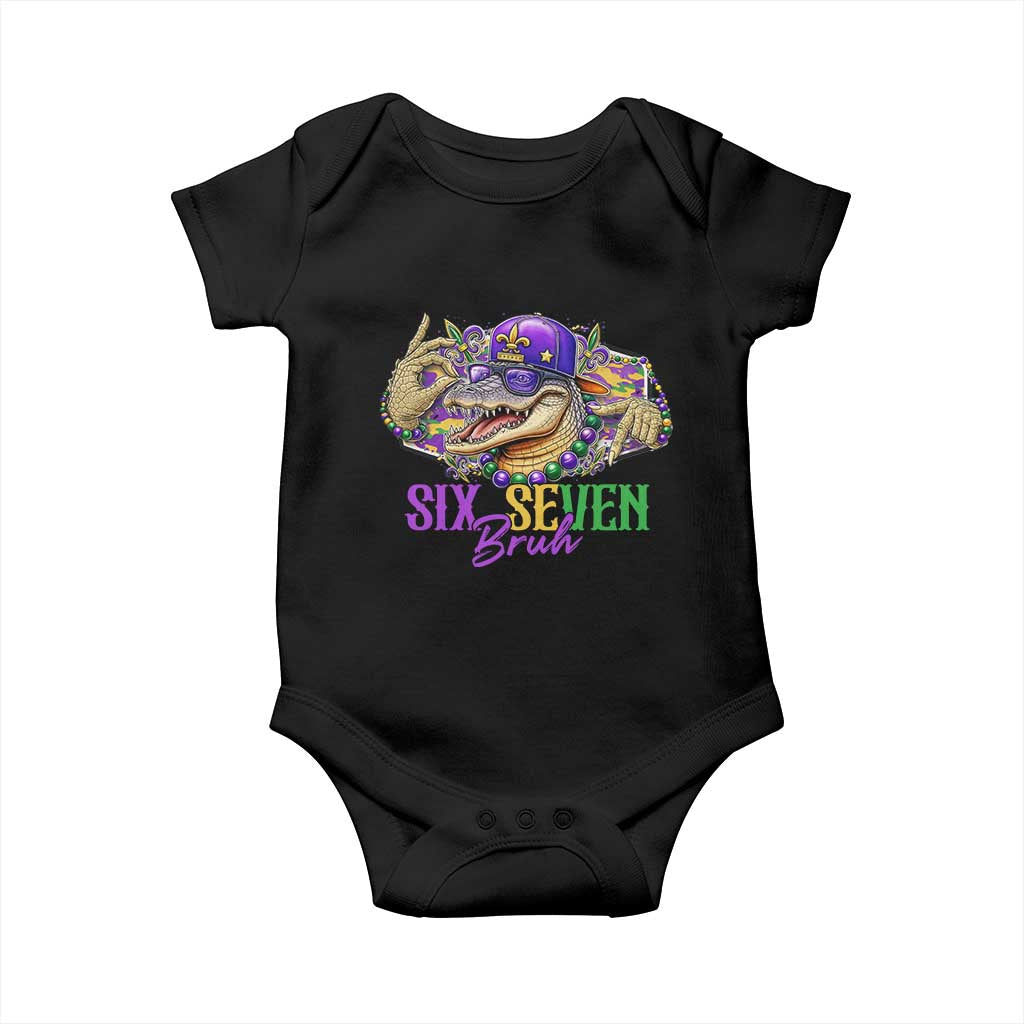 Funny Mardi Gras Six Seven Bruh Baby Onesie 67 Meme Mardigator Alligator
