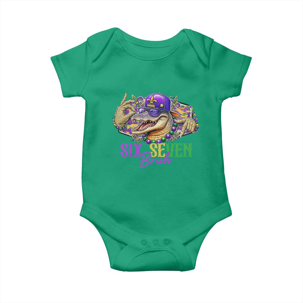 Funny Mardi Gras Six Seven Bruh Baby Onesie 67 Meme Mardigator Alligator
