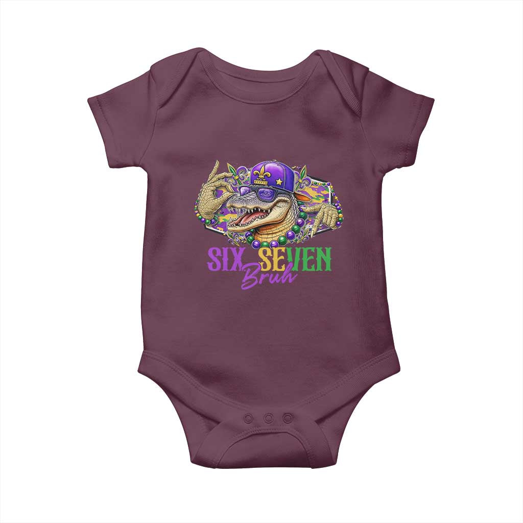 Funny Mardi Gras Six Seven Bruh Baby Onesie 67 Meme Mardigator Alligator