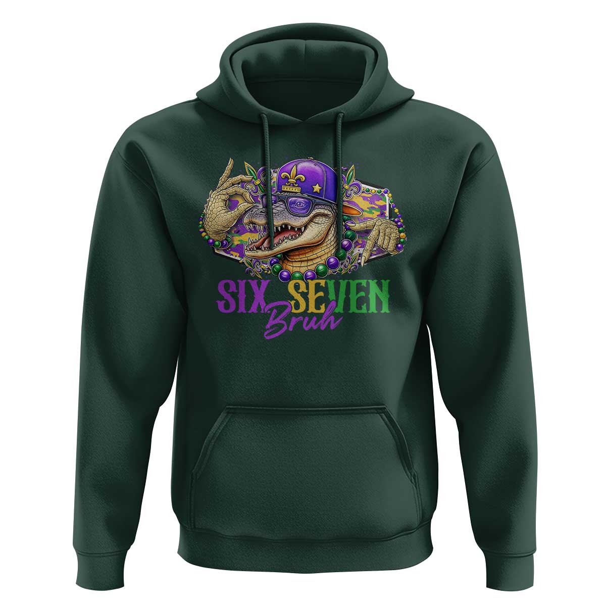 Funny Mardi Gras Six Seven Bruh Hoodie 67 Meme Mardigator Alligator