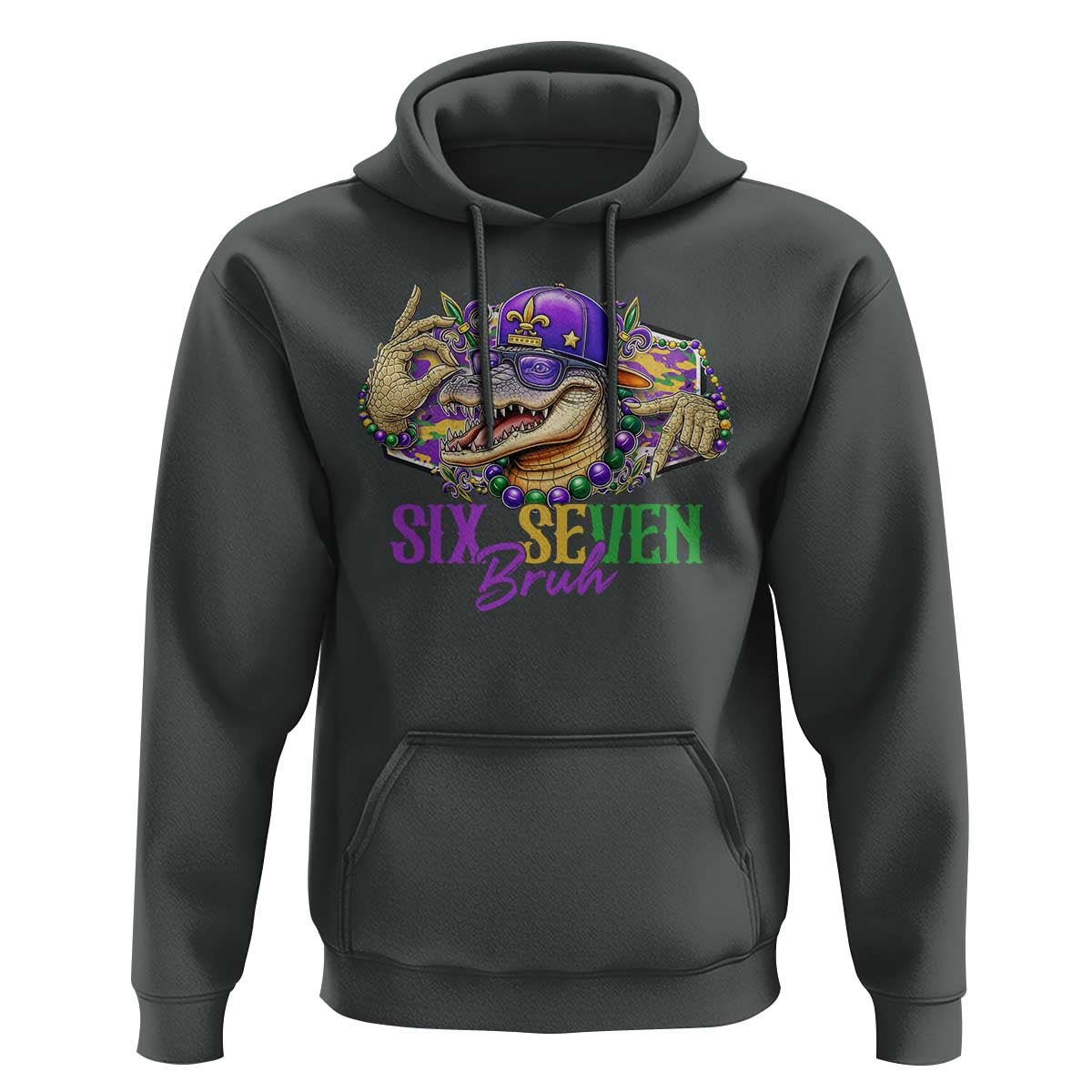 Funny Mardi Gras Six Seven Bruh Hoodie 67 Meme Mardigator Alligator