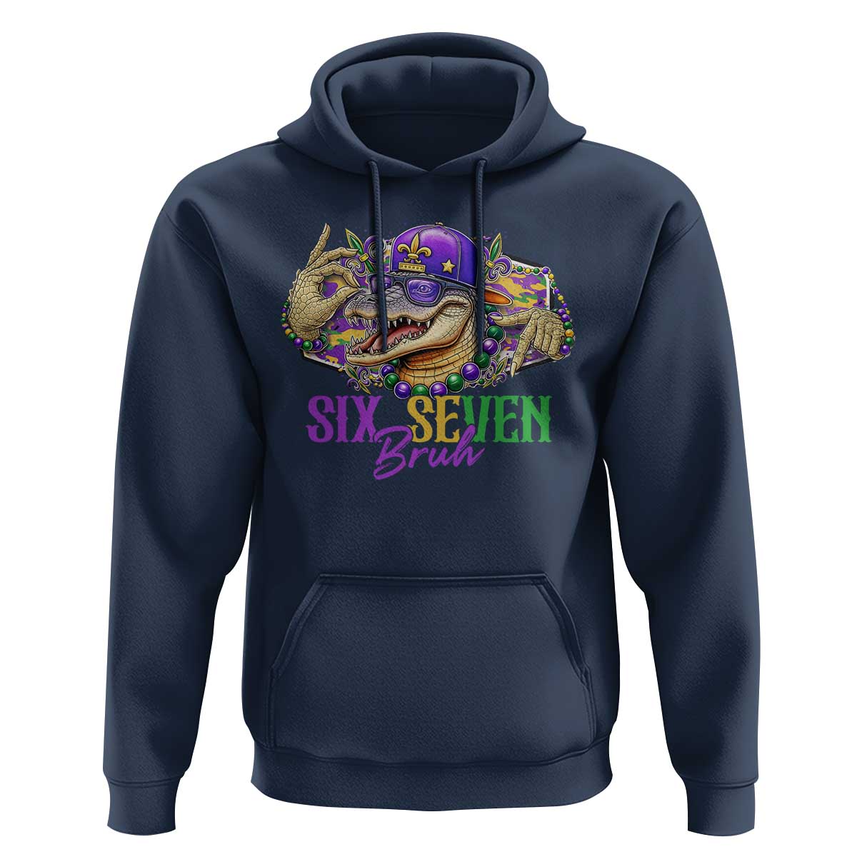 Funny Mardi Gras Six Seven Bruh Hoodie 67 Meme Mardigator Alligator