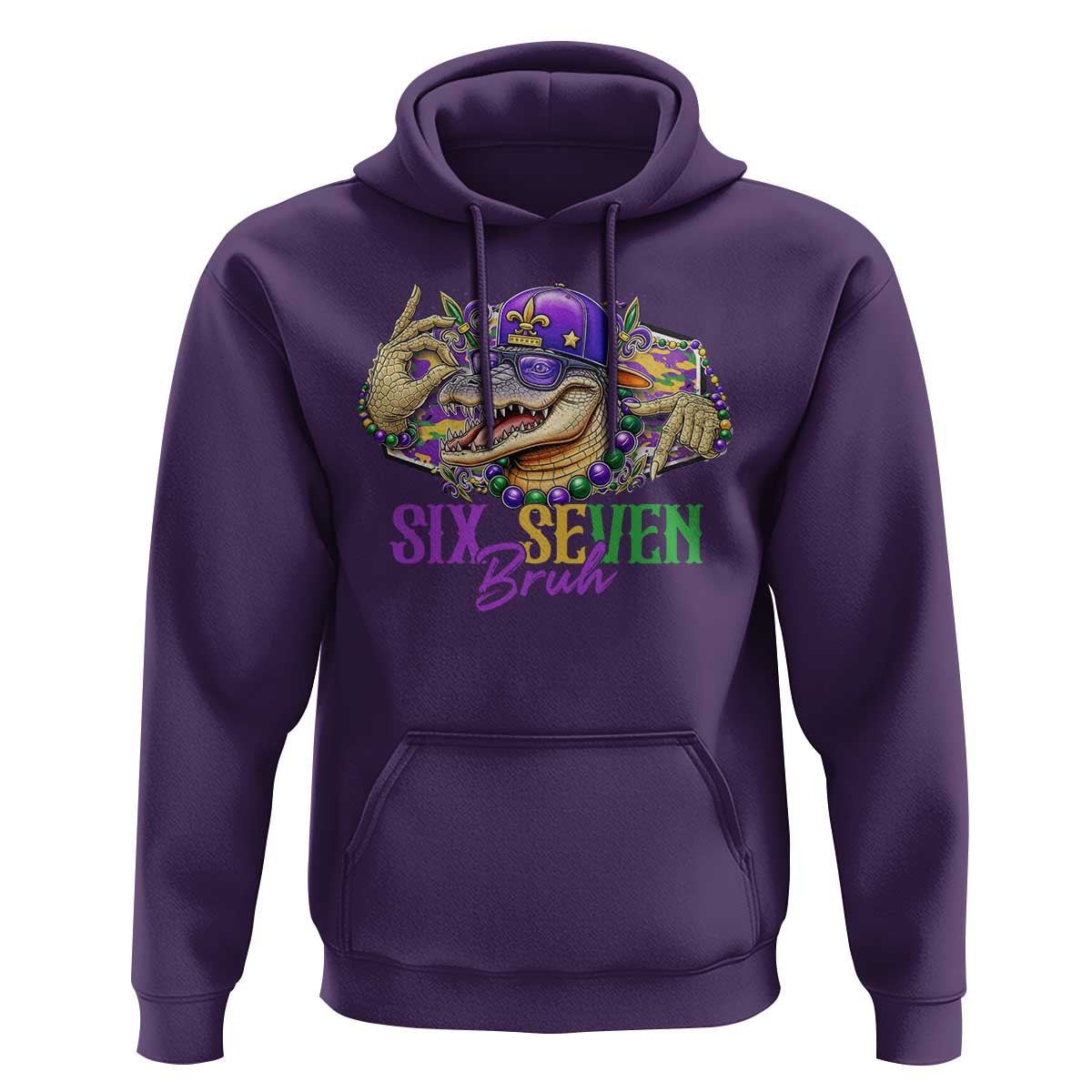Funny Mardi Gras Six Seven Bruh Hoodie 67 Meme Mardigator Alligator