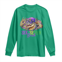 Funny Mardi Gras Six Seven Bruh Long Sleeve Shirt 67 Meme Mardigator Alligator