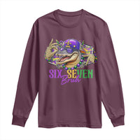 Funny Mardi Gras Six Seven Bruh Long Sleeve Shirt 67 Meme Mardigator Alligator
