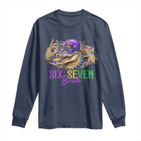 Funny Mardi Gras Six Seven Bruh Long Sleeve Shirt 67 Meme Mardigator Alligator