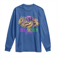 Funny Mardi Gras Six Seven Bruh Long Sleeve Shirt 67 Meme Mardigator Alligator