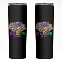 Funny Mardi Gras Six Seven Bruh Skinny Tumbler 67 Meme Mardigator Alligator