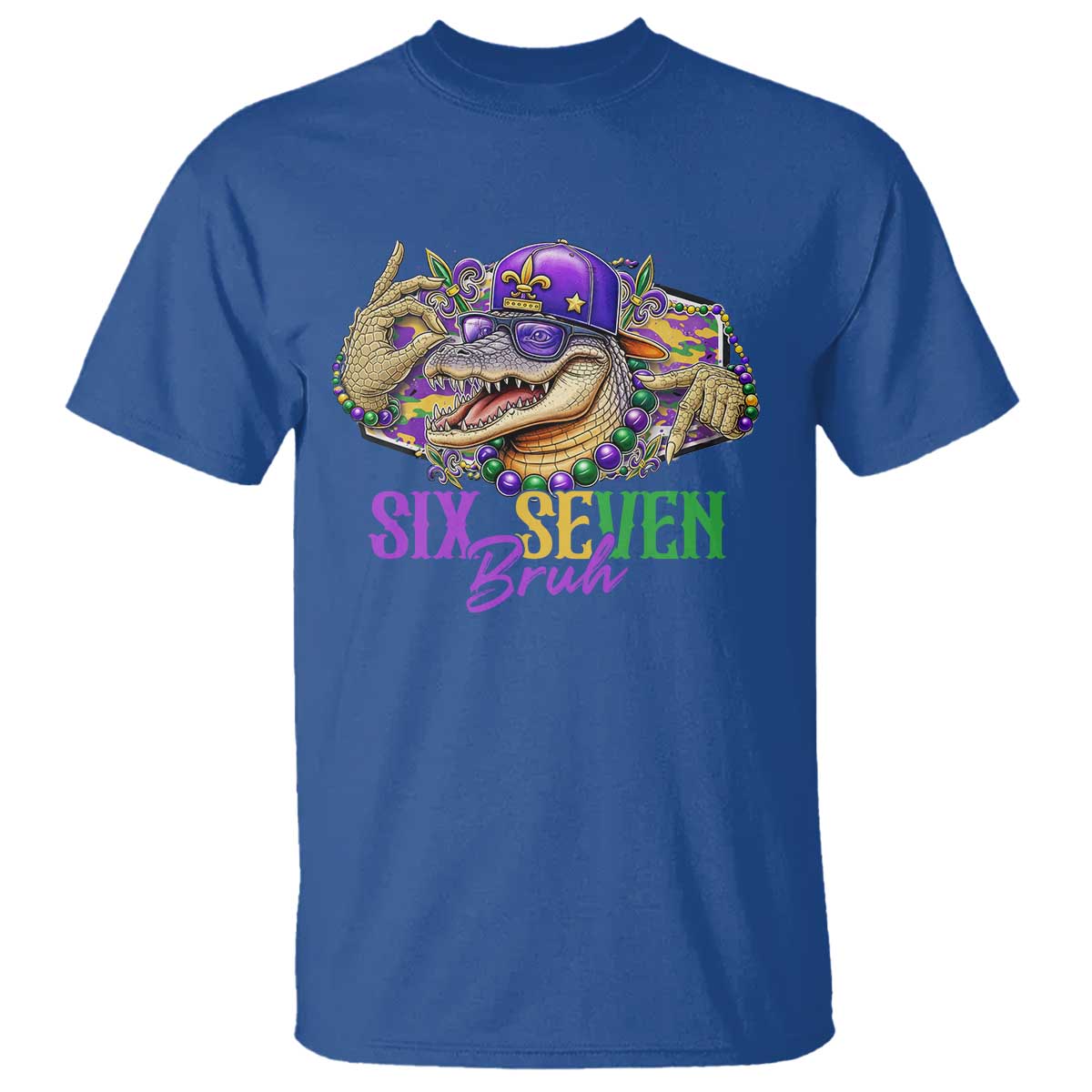 Funny Mardi Gras Six Seven Bruh T Shirt 67 Meme Mardigator Alligator