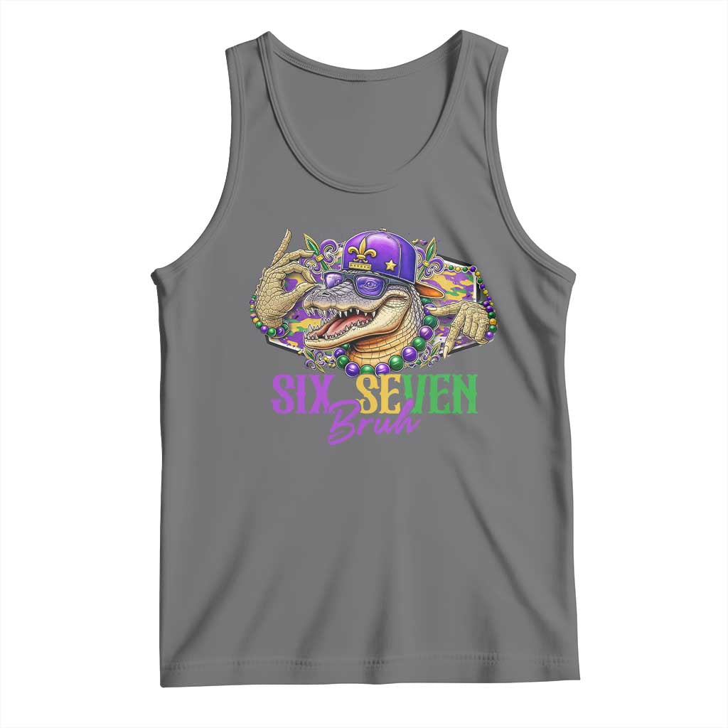Funny Mardi Gras Six Seven Bruh Tank Top 67 Meme Mardigator Alligator