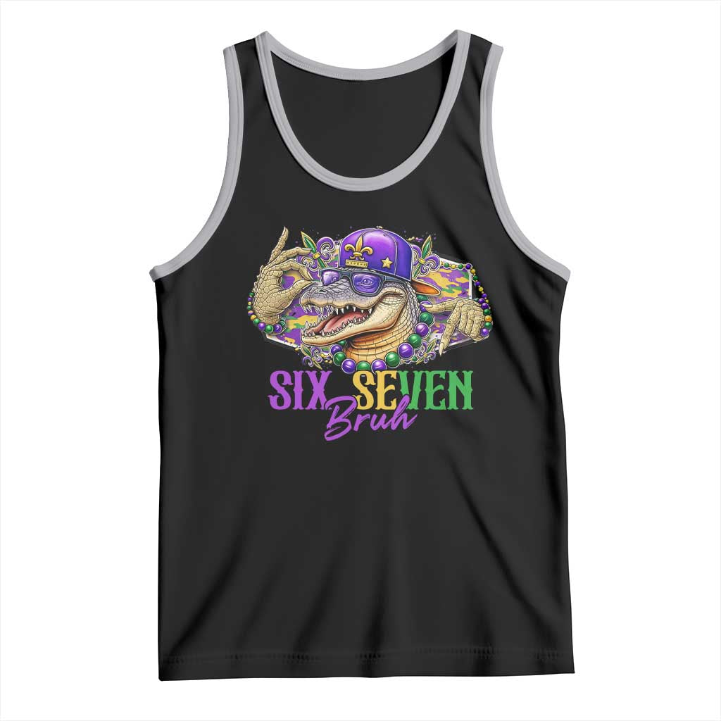 Funny Mardi Gras Six Seven Bruh Tank Top 67 Meme Mardigator Alligator
