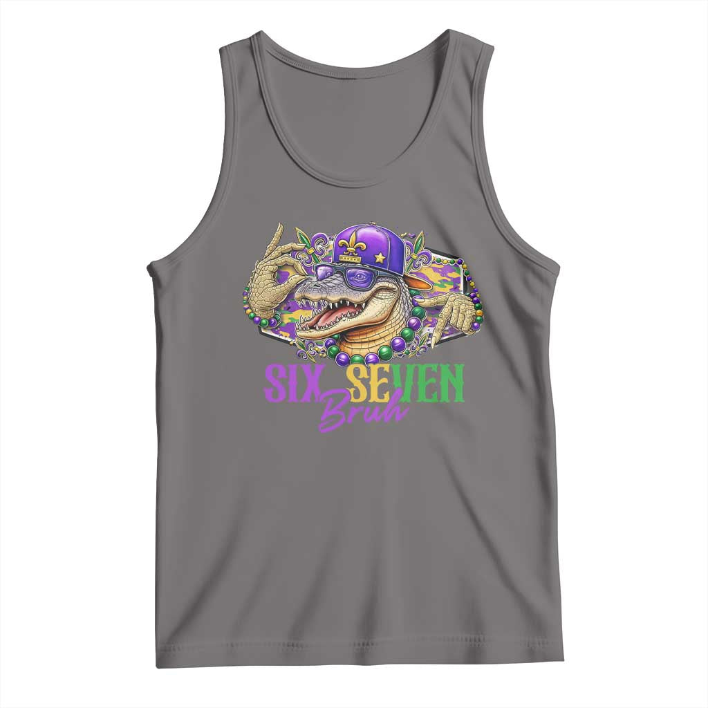 Funny Mardi Gras Six Seven Bruh Tank Top 67 Meme Mardigator Alligator