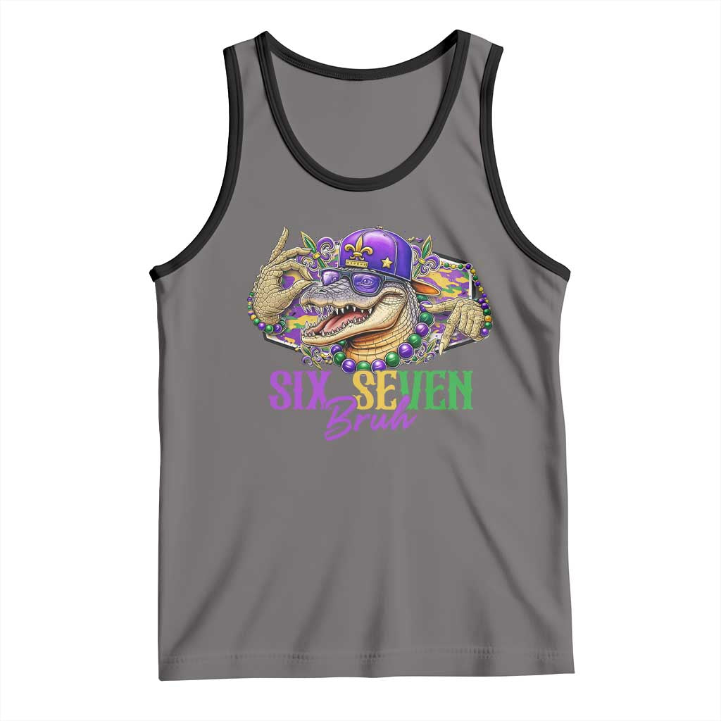 Funny Mardi Gras Six Seven Bruh Tank Top 67 Meme Mardigator Alligator