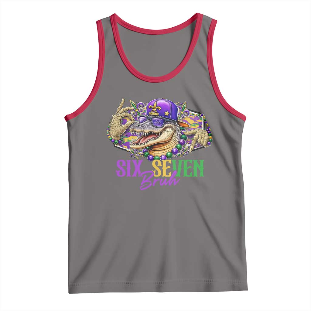 Funny Mardi Gras Six Seven Bruh Tank Top 67 Meme Mardigator Alligator