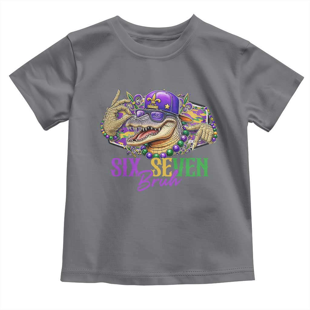 Funny Mardi Gras Six Seven Bruh Toddler T Shirt 67 Meme Mardigator Alligator