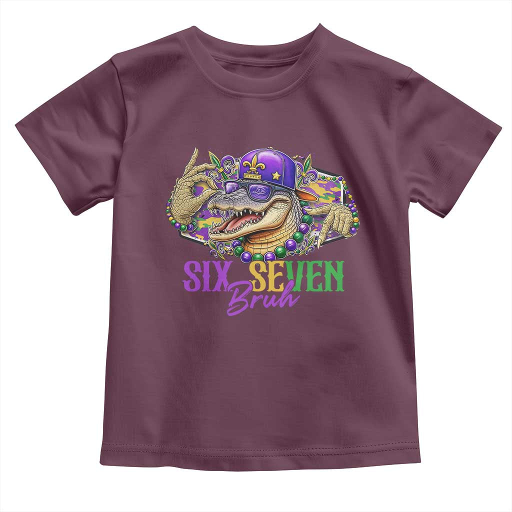 Funny Mardi Gras Six Seven Bruh Toddler T Shirt 67 Meme Mardigator Alligator