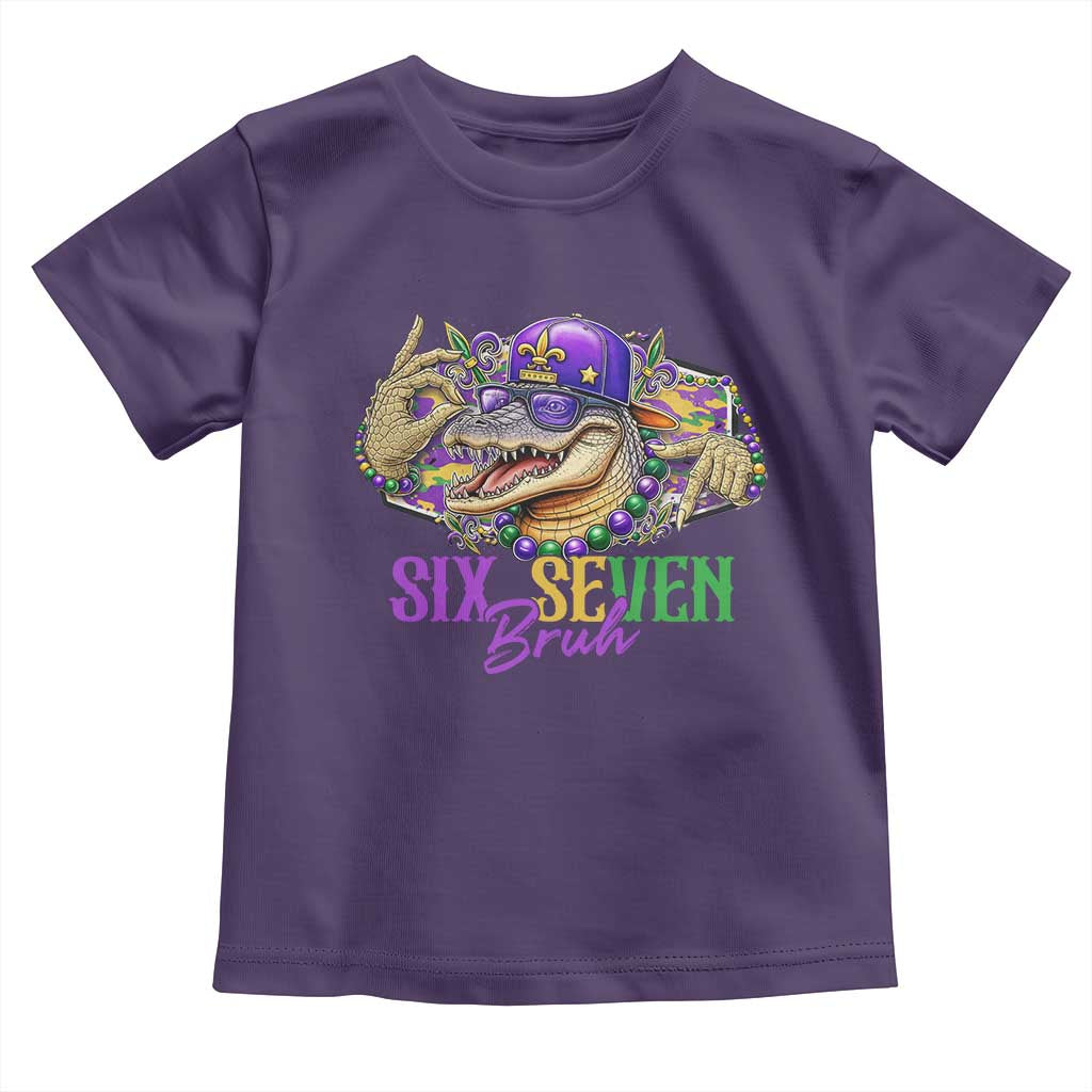 Funny Mardi Gras Six Seven Bruh Toddler T Shirt 67 Meme Mardigator Alligator