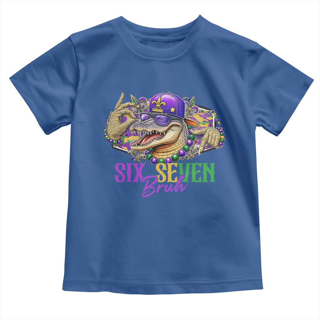 Funny Mardi Gras Six Seven Bruh Toddler T Shirt 67 Meme Mardigator Alligator