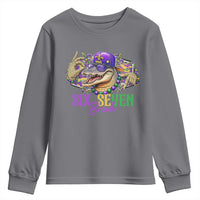Funny Mardi Gras Six Seven Bruh Youth Sweatshirt 67 Meme Mardigator Alligator