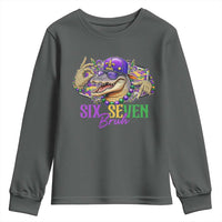 Funny Mardi Gras Six Seven Bruh Youth Sweatshirt 67 Meme Mardigator Alligator