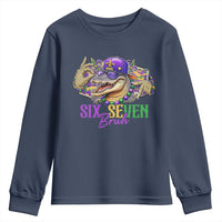 Funny Mardi Gras Six Seven Bruh Youth Sweatshirt 67 Meme Mardigator Alligator