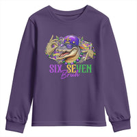 Funny Mardi Gras Six Seven Bruh Youth Sweatshirt 67 Meme Mardigator Alligator