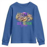 Funny Mardi Gras Six Seven Bruh Youth Sweatshirt 67 Meme Mardigator Alligator