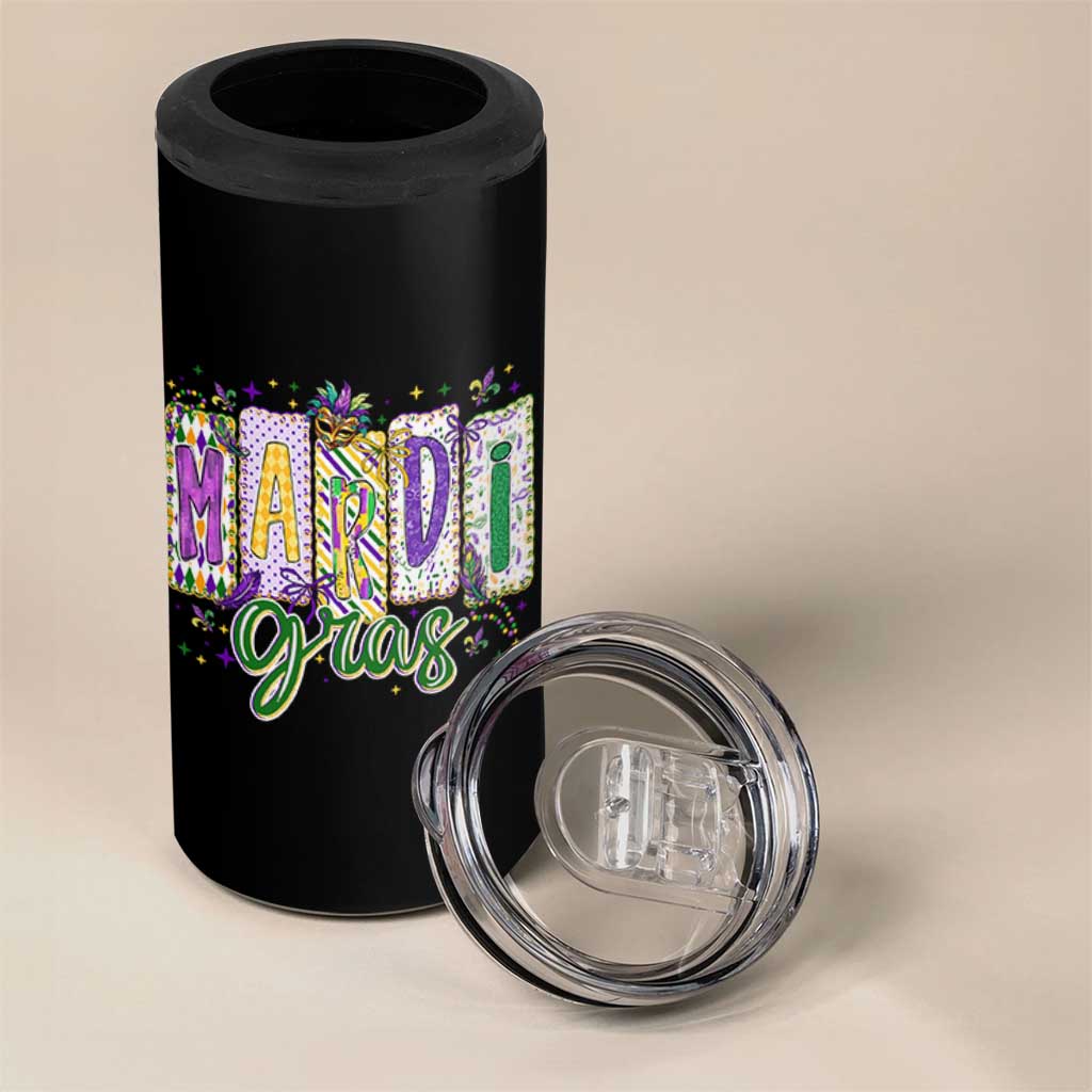 Mardi Gras 4 in 1 Can Cooler Tumbler New Orleans Carnival Girly Fat Tuesday